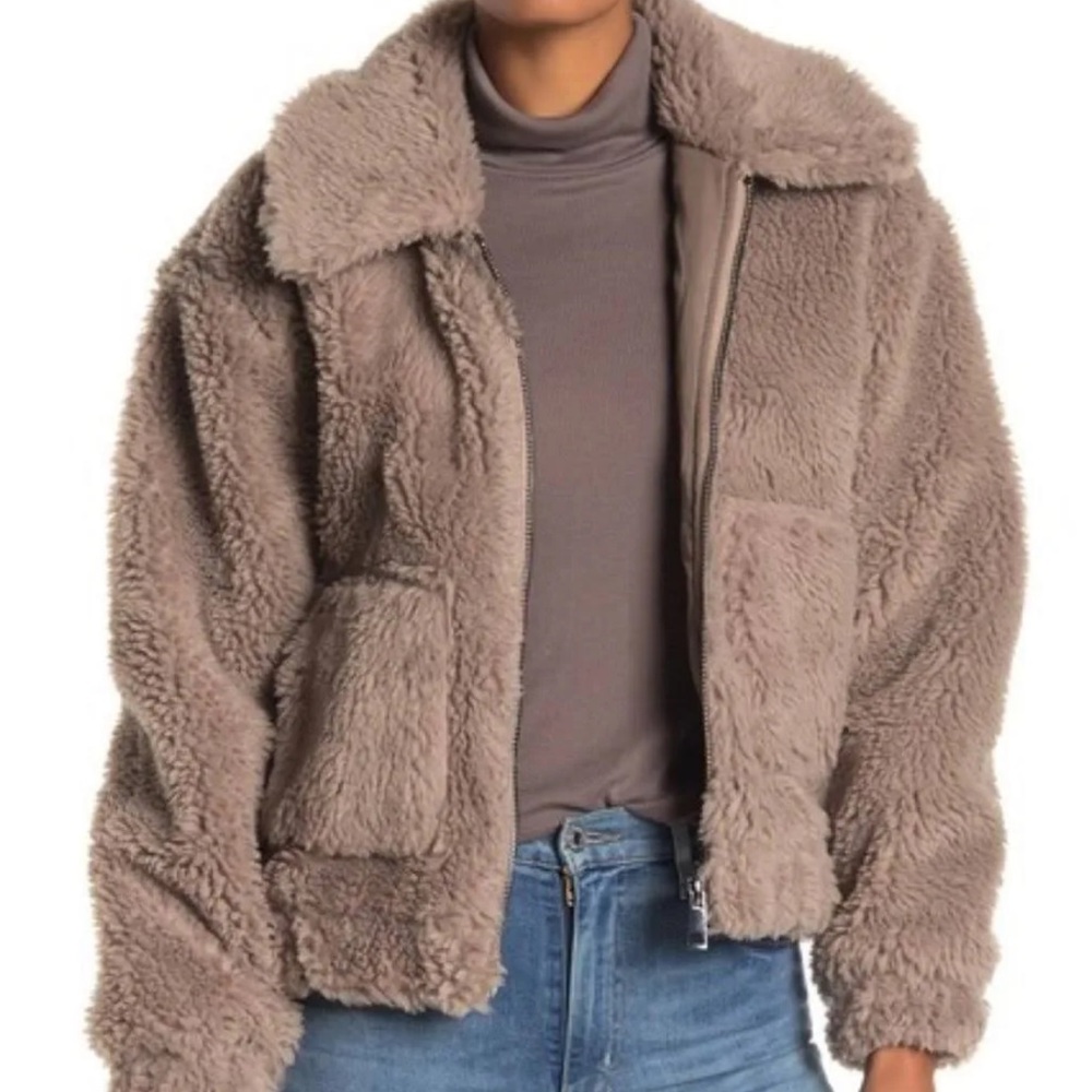 Avec Les Filles Brand Faux Fur Bomber Jacket
